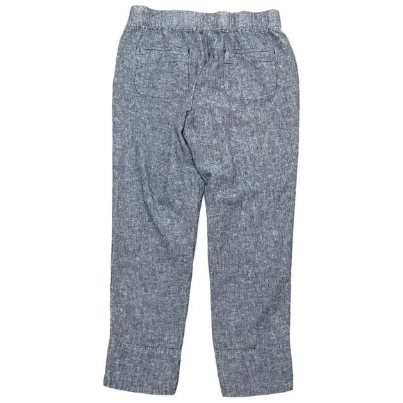 Womens VanHeusen Linen Mid Rise Skinny Crop Blue Joggers Size 10 Beach Boho - Picture 2 of 9